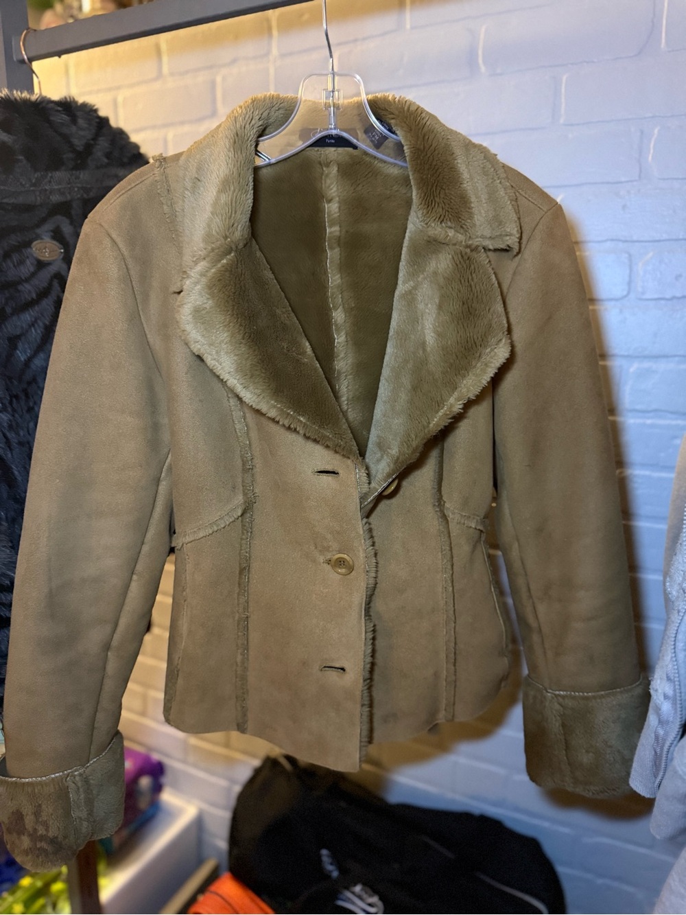 Context Women's Tan Faux Shearling Teddy Jacket
